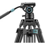 Fotopro DV-3C Heavy Duty Fluid Head Video Carbon Fiber Tripod (Black)