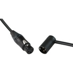 Cable Techniques Straight XLR Female to Low-Profile Right-Angle XLR Male Premium QUAD Cable (Black Cap, 6')