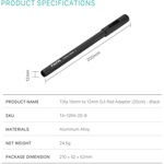 Tilta 15mm to 12mm DJI Rod Adapter (7.8" Black)
