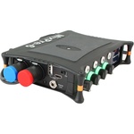 Cable Techniques Low-Profile XLR 5-Pin Female to 2 Low-Profile XLR 3-Pin Male Cable (18", Black with Blue and Red Caps)